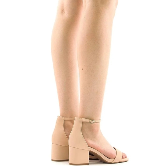 Dream Pairs Low Chunky Heel Sandals Open Toe Ankle strap nude sz 11 - Picture 5 of 5